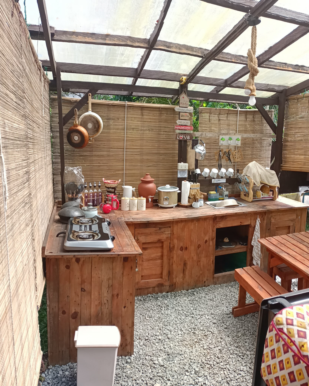 outdoor kitchen with equipment